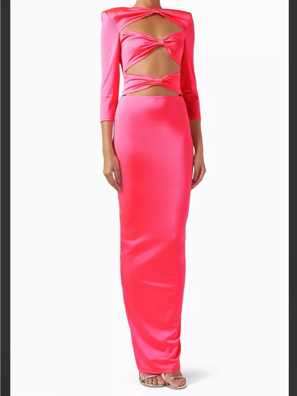 Bronx and Banco Hot Pink Cutout Maxi Dress